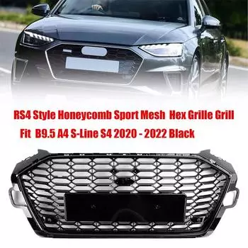 Передняя центральная решетка бампера, отделка, сотовая сетка, решетка, совместимая с A4L 2020-2022, европейская версия 8W0853651D чёрный