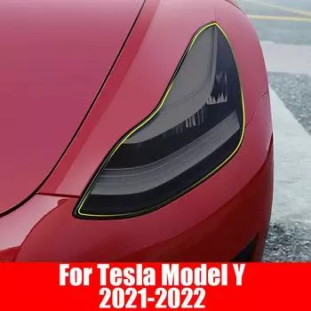 Передняя фара, наклейка для стайлинга автомобиля для Tesla Model Y 2022, фары из ТПУ, дымчато-черная защитная пленка для фар Front Transparent