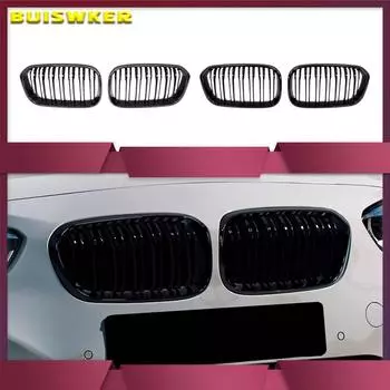 Передняя гоночная решетка для BMW F20 F21 1 серии 2015 2016 2017 Sports Slat Line Kidney Grille Gloss Black