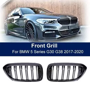 Передняя гоночная решетка радиатора для Bmw 5 серии G30 G38 525I 530I 540I 550I 2017-M-Performance, бампер с 2 планками, замена решетки матовый черный