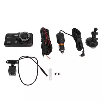 Передняя и задняя двойная камера видеорегистратора ночного видения для вождения с многофункциональным сенсорным экраном IPS для безопасного