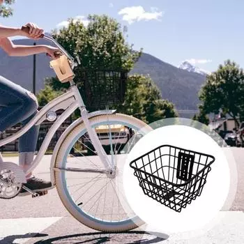 Передняя корзина для велосипеда с винтами, большая вместимость, прочная несущая нержавеющая корзина для горного дорожного велосипеда, замена корзины для велосипеда чёрный