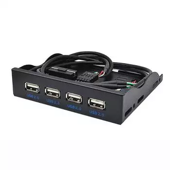 Передняя панель 3,5-дюймового дисковода USB 2.0 с 4-портовым концентратором USB2.0 HUB with 4 USB2.0 ports чёрный/серебряный