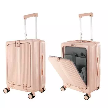 Передняя переноска с одним нажатием USB-портом и верхней частью для переноски включает в себя чашку для хранения компьютера, держатель для зарядки, тихий двойной дорожный деловой деловой чемодан [BINIDUCKLING],