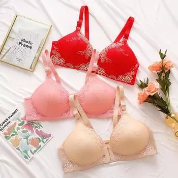 Передняя пряжка большого размера, тонкое стальное нижнее белье без оправы, собранное и закрытое на груди, кружевное, сексуальное, удобное, дышащее, чехол для бюстгальтера 80B