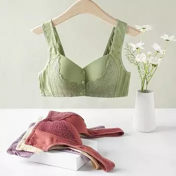 Передняя пряжка, большой размер, сборный бюстгальтер для мамы, большая грудь, маленькое, приятное для кожи, не оставляющее следов боковое нижнее белье для груди 85 светло-зеленый