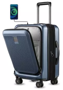 Передняя расширенная функция переноски S порт зарядки ПК 360 градусов бесшумный гладкий оснащен TSA Business Blue [YOETEY] чемодан, ручная кладь, открытый, чехол,