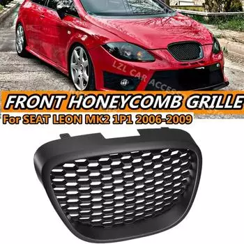 Передняя решетка Kidney Honeycomb для Seat Leon MK2 1P 2006-2009 Решетка капота Матовая черная сменная решетка Внешние автомобильные аксессуары матовый черный