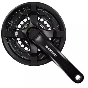 Передняя звездочка SHIMANO 170 мм с защитой цепи BB квадратный вал EFCTY501C888CLB TOURNEY (MTB) FC-TY501 483828T 8S/7S/6S Черный/Совместимый 122,5 мм чёрный