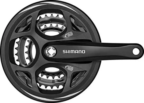 Передняя звездочка SHIMANO черная 170 мм с квадратным валом BB EFCM311C888CL ALTUS (MTB) FC-M311 48-38-28T Защита/Совместимая 122,5 мм (LL123) чёрный