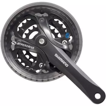 Передняя звездочка SHIMANO, черная, 48X38X28T, 170 мм, с защитой цепи, совместима с кожухом цепи, совместима с кареткой, квадратный вал EFCM361C888CL ACERA (MTB) чёрный