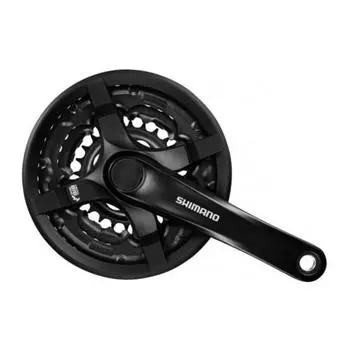 Передняя звездочка SHIMANO (MTB) FC-TY501-L 42E4E4T 170 мм 8S/7S/6S с защитой цепи черного цвета, совместимая каретка с квадратным валом 122,5 мм (Д-НЛ) EFCTY501C244CLB ДО