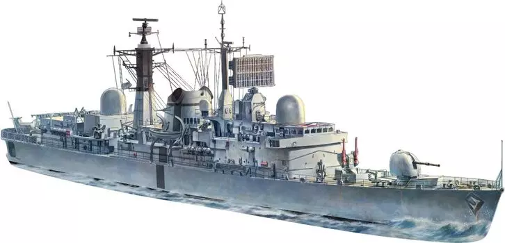 Передовая британская ракетная эскадренная миноноска Тип 42, партия 1, HMS Sheffield, пластиковая модель FHB3001 1/350