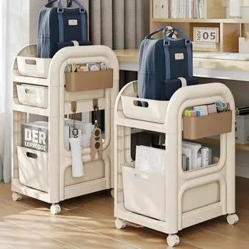 Передвижная книжная полка, многоярусная полка для школьных сумок, стеллаж для хранения вещей в виде ящика, тележка на колесах под столом, тележка для хранения закусок