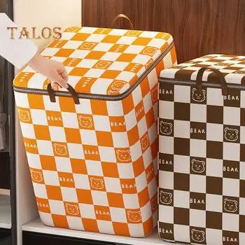 Передвижная упаковочная сумка, сумка для хранения одежды с мультяшным узором, водонепроницаемый складной органайзер для одеял L коричневый