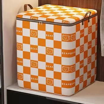 Передвижная упаковочная сумка, сумка для хранения одежды с мультяшным узором, водонепроницаемый складной органайзер для одеял для дома L коричневый