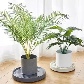 Передвижные подносы для цветов на колесах, подставка для цветов круглого дерева, съемный поднос для цветочного горшка 9cm бежевый