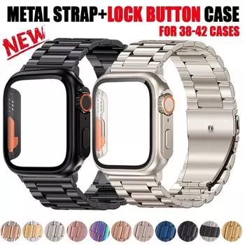 Переход на защитную пленку Ultra для умных часов серии 9, 7, 8, ремешок 45 мм, 41 мм, чехол + ремешок iWatch SE 6, 5, 4, 44 мм, 40 мм, переход на Ultra2 40mm серебряный