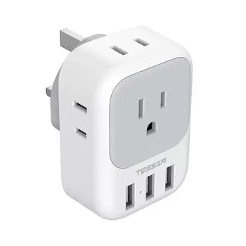 Переходная вилка TESSAN для розетки-преобразователя типа BF, совместимая с Hong Travel, преобразователем, адаптером, преобразованием,