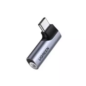 Переходник для наушников UGREEN Type-C на 3,5 мм, Г-образный, 3-полюсный/4-полюсный TRRS, совместимый с гнездом для наушников, оснащенный чипом ЦАП Direct P