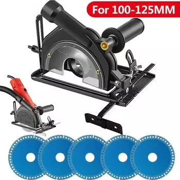 Переходник для ручного углового шлифовального станка на кронштейн для шлифовального станка с режущим лезвием 40 мм, регулируемый кронштейн основания 0-45° с направляющей линейкой для пилы 100-125 мм