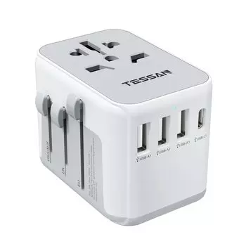 Переходник для зарубежных поездок TESSAN Outlet Conversion Plug Переходник для розеток Power Conversion Plug для зарубежных поездок Совместим с преобразователем Worldwide Multi Conversion
