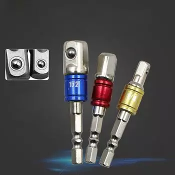 Переходник с шестигранной рукоятки на квадратную головку для пневматических/электрических отверток 1/4, 3/8, 1/2 дюйма 1/4*1/4*50mm long steel ball connecting rod