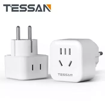 Переходник TESSAN EU, переходная розетка для путешествий из Китая, Австралии, США в Европу.