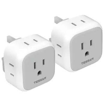 Переходник типа bf, набор из 2 переходников для зарубежных сетей TESSAN, преобразователь розетки, адаптер преобразования мощности, совместимый с такими регионами, как