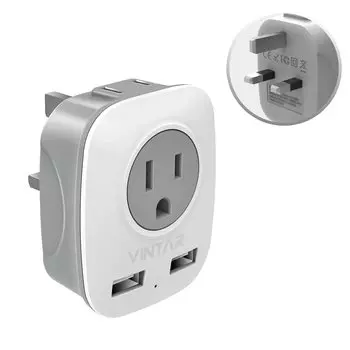 Переходник типа BF Переходник типа VINTAR для заграничных перевозок в Великобритании Переходник 2 AC 2USB с BF Совместимость с такими странами, как Гонконг и