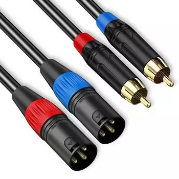 Переходник XLR RCA 2M двунаправленный переходной кабель 2XLR - 2RCA Премиум микрофонный кабель Canon совместимый с кабелем CD, (мужчина) (мужчина)