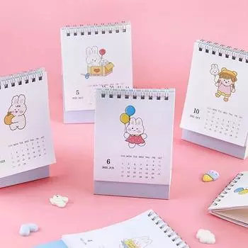 Перекидной календарь Ежедневный планировщик Мультяшный кролик серии 2022-2023 Календарь Календарь на катушке Настольный календарь