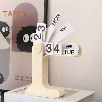 Перекидной вечный календарь 2024-2025 Пластиковый настольный календарь Ежемесячный еженедельный органайзер Ежедневный график Планировщик настольного украшения Домашний офис Декор белый