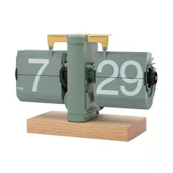 Перекидные часы, хлопающие часы, деревянные настольные часы, деревянные ретро-часы, стильный подарок, интерьерные перекидные часы, настольные часы, подарок для парня и друга зелёный