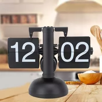 Перекидные часы с большим числом, работающие от батареи, настольные ретро-часы из нержавеющей стали 304 для домашнего офиса, 24 часа D