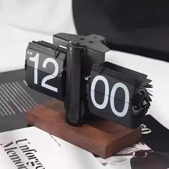 Перекидные настольные часы, цифровые ретро-часы с автоматической вращающейся трубкой, механические плавящиеся часы на батарейках для украшения чёрный