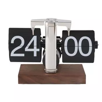 Перекидные настольные часы с автомеханическим перекидным механизмом 24 часа в сутки, деревянная основа, нержавеющая сталь, винтажный ретро-цифровой стол