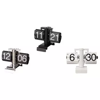 Перекидные настольные часы Современные бесшумные школьные ретро-часы с автоматическим перекидным механизмом белый