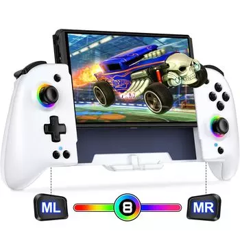 Переключатель 8 цветной RGB макро ручной режим контроллера Переключатель контроллера редактирования программ оснащен гироскопом Rapid Fire 1000mAh большой совместимый с белым