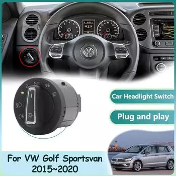 Переключатель фар для Volkswagen VW Golf Sportsvan SV 2015~2020 Автомобильный датчик света фары Управление автозапчастями для салона Аксессуары