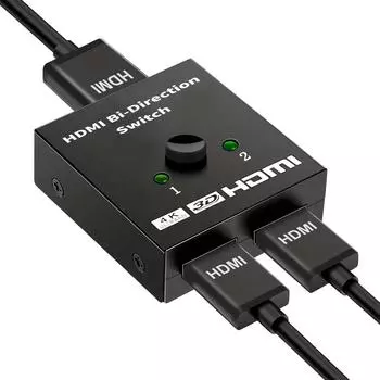 Переключатель HDMI 4K, 60 Гц, разветвитель HDMI, двунаправленный переключатель HDMI 2.0 HDCP 2.2, разветвитель HDMI 1 вход 2, поддержка 3D HDR switch with no cable чёрный
