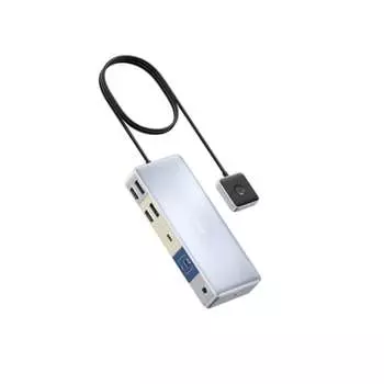 Переключатель KVM Anker (Двойной 4K, для настольного ПК и ноутбука) 11-в-1 коммутатор с двумя дисплеями USB PD серый