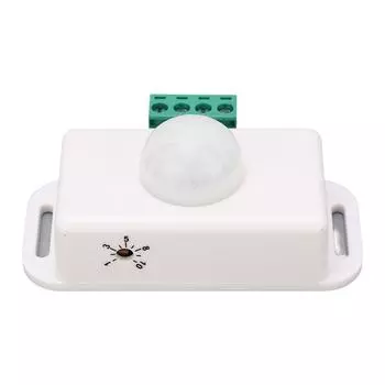 Переключатель с датчиком движения, регулируемая задержка, инфракрасный переключатель с датчиком движения, 6А 12?24 В Белый