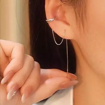 Перекрестные клипсы для ушей для женщин без пирсинга ушей Design Sense Long Ear Bone Earline Fashion Ins Light Luxury Integrated Earrings