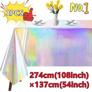 Переливающаяся лазерная алюминиевая пленка, скатерть, покрытие для стола, украшение для дня рождения, детская скатерть для душа, принадлежности 137X274cm-1PC