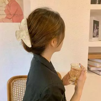 Переливающийся зажим для волос, нескользящий, сильная фиксация, элегантный, большой, однотонный, пластиковый, для женщин и девочек, длинный, толстый, тонкий, вьющийся зажим для волос, модные аксессуары для волос разноцветный