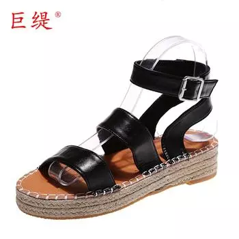 Perennial model 2025 summer new wish Amazon independent station eaby foreign trade large size flat hemp rope women s shoes 35