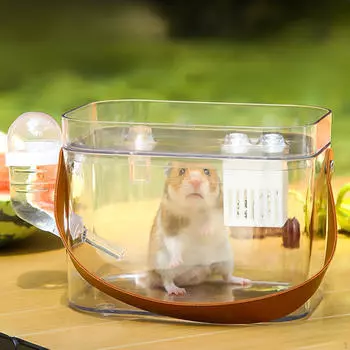 Переноска для хомяка Клетка для хранения домашних животных Прозрачная дорожная бутылка для воды 60 мл Дышащая для маленьких животных No Handle Type