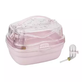 Переноска для хомяков, белок, уличная дорожная клетка, ручная прозрачная переноска, дорожная переноска с бутылкой воды белый