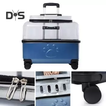 Переноска для кошек на колесах Прозрачная переноска для домашних животных Чехол на тележке для кошек с дышащими отверстиями Большой пространственный рюкзак для кошек для путешествий и пеших прогулок чёрный